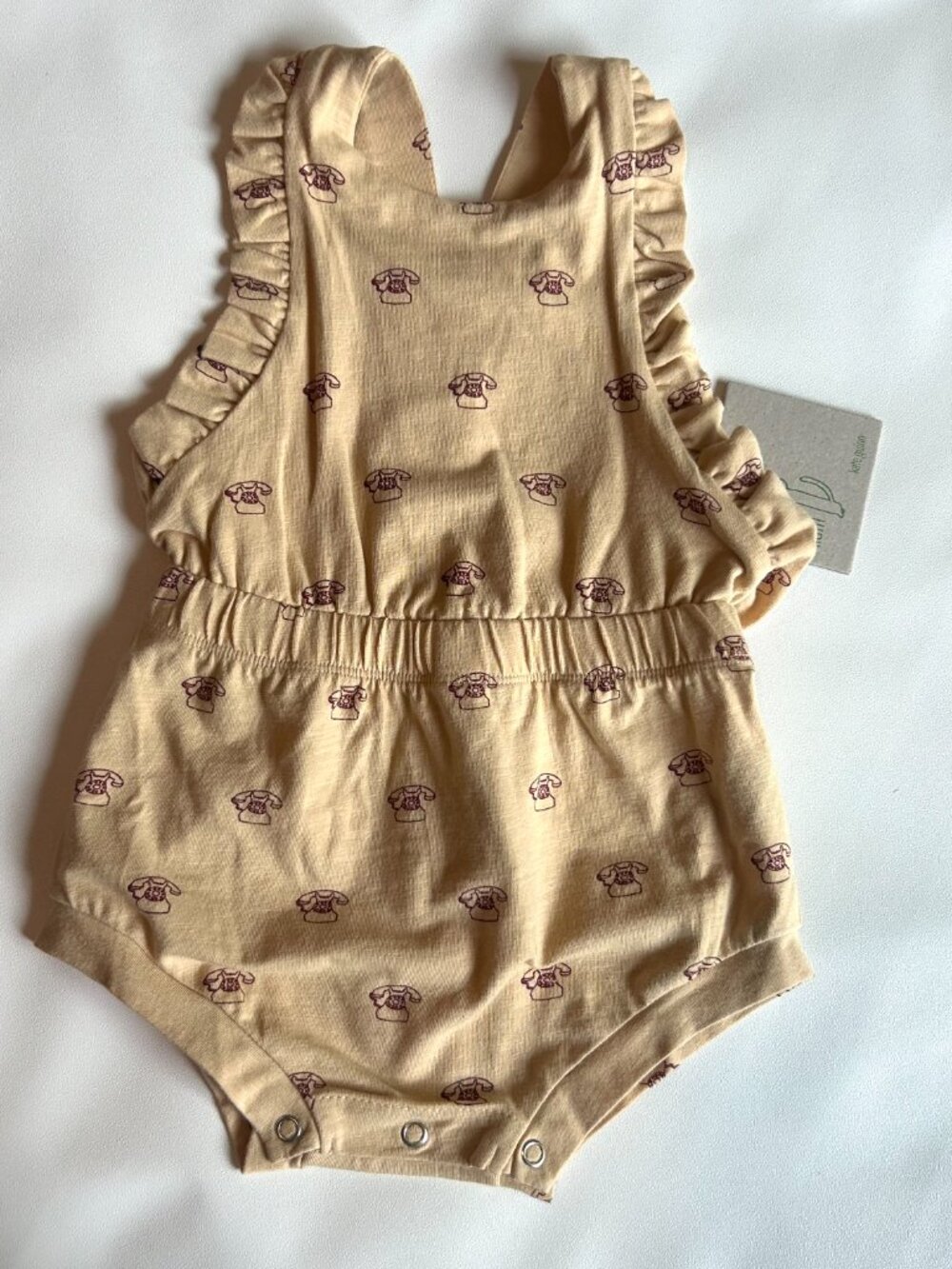 NWT Kate Quinn Ruffle Romper Telephone Cotton Vintage Baby 0–3M 3–6 12-18M